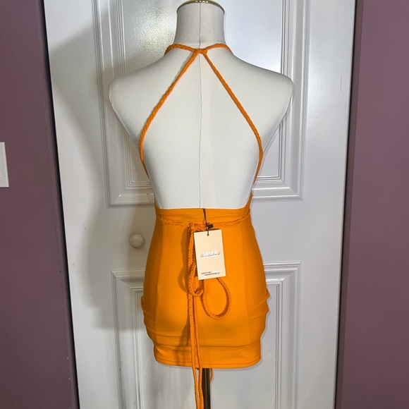 Orange Halter Mini Dress - Picture 2 of 4